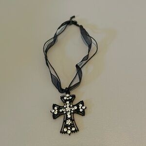 Cross bejeweled necklace